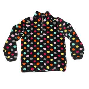 Girlie Girl CC Sherpa Pullover Jacket 1/4 Zip Up Black Polka Dot Size‎ Small